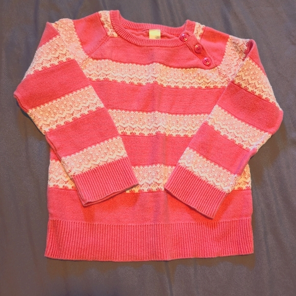 Vintage Cherokee pink and white lace detail sweater size 24M EUC - Picture 1 of 2